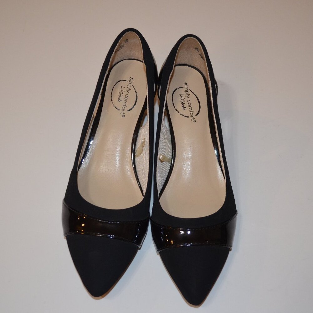 SIMPLY COMFORT (R) Life Stride Black ManMade Sued-Laquer Leather 2'Heels 8.5M